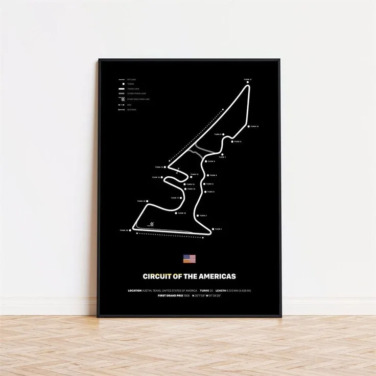 Poster Formel 1 Rennstrecken · Deko Print ohne Rahmen - F / 50x70 cm