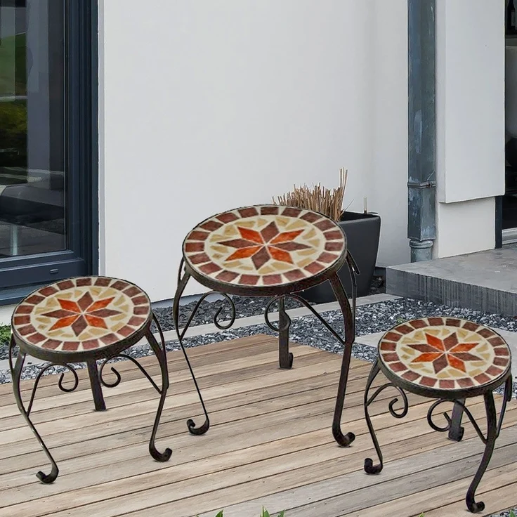 3er Set Mosaik Blumenhocker, rund – Bild 4