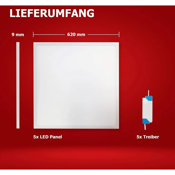5x LED Panel 62x62 Neutralweiß 4000K 40W CRI90 Hohe Farbwiedergabe PLs3.0 – Bild 6