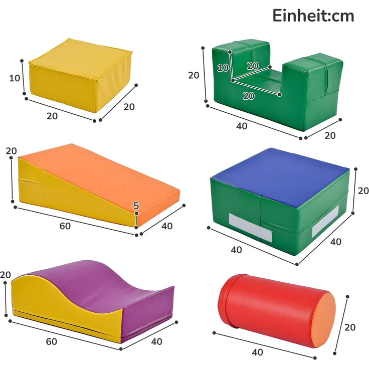 6 TLG Riesenbausteine zum Toben & Klettern Großbausteine für Kinder. Treppe und Rutsche für Kinder - Spielzeug zum Klettern, Rutschen und Krabbeln. im Vorschulalter & Babys Softbausteine, bunt. – Bild 7
