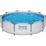 Bestway Steel Pro MAX Frame Pool ohne Pumpe Ø 305 x 76 cm, lichtgrau, rund