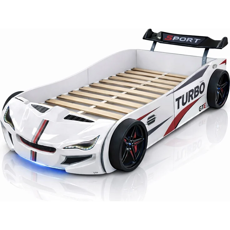 Autobett Kinder 90x200 Jungen LED Leuchte Unterbodenbeleuchtung Sound Fernbedienung – Bild 5