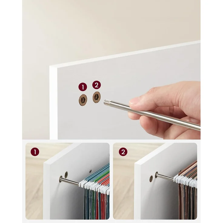 VASAGLE Aktenschrank, Rollcontainer, frei beweglich, mit Rollen und 3 Schubladen, für Dokumente in DIN A4, Letter-Format, Druckerständer, Industriestil, Weiß von SONGMICS OFC041W01 – Bild 5
