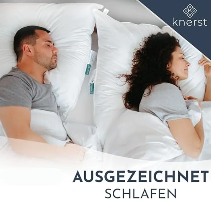 KNERST Kopfkissen Kopfkissen Nano Cloud Fill 100% Polyester, Füllung: NanoCloudFill Technologie – 100% Polyester, ergonomisches Schlafkissen ideal für jede Schlafposition, Kissen mit eleganter, weißer Biese – Bild 5