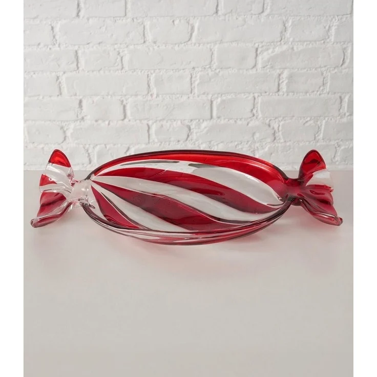 BOLTZE GRUPPE GmbH Servierplatte Servierschale SWEETY, 34,5 x 15,3 cm, Rot, Weiß, Glas, (1-tlg), in Form eines Bonbons – Bild 2