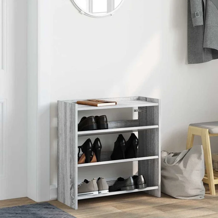 vidaXL Schuhregal Grau Sonoma 60x25x62 cm Holzwerkstoff 859892 – Bild 2