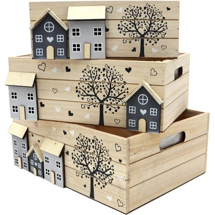 UNUS HOME Dekokiste Pflanzkisten Dekokisten (3 St, 3er Set in unterschiedlichen Größen), Dekokisten Holzkistenset Holzkisten Aufbewahrungskisten – Bild 5