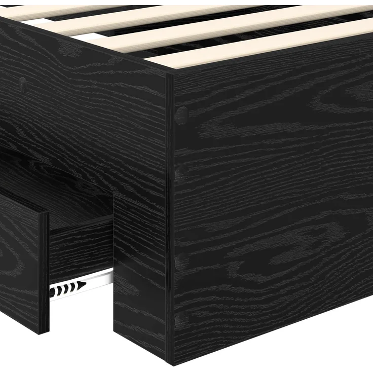 vidaXL Bettrahmen Schwarz Eichen-Optik 90 x 200 cm Holzwerkstoff 3410036 – Bild 9