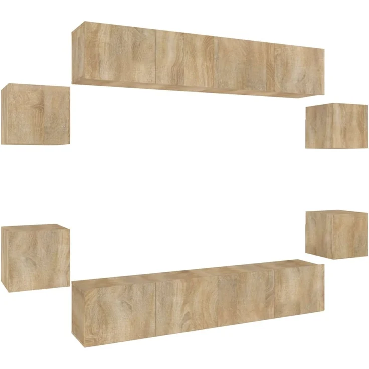 8-tlg. TV-Schrank, Lowboard TV Set Sonoma-Eiche Holzwerkstoff – Bild 2