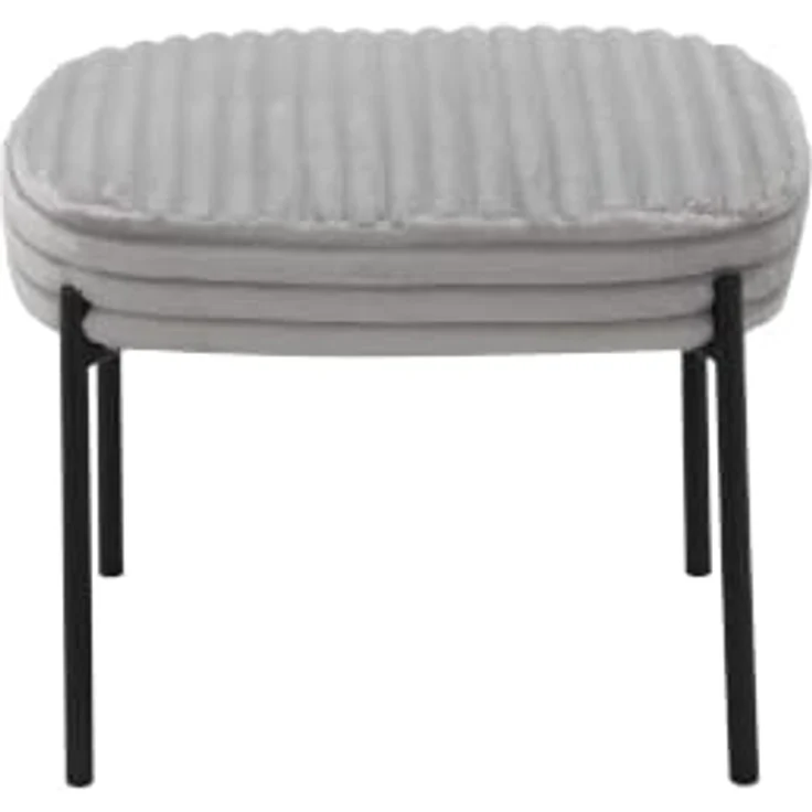 Jerry Lounge Sessel mit Hocker, Cord Stoff Hellgrau, Relaxsessel mit schwarzem Metallgestell und Bugholz-Details, moderner Loungesessel für Wohnzimmer und Büro, 65 x 65 x 76 cm – Bild 9