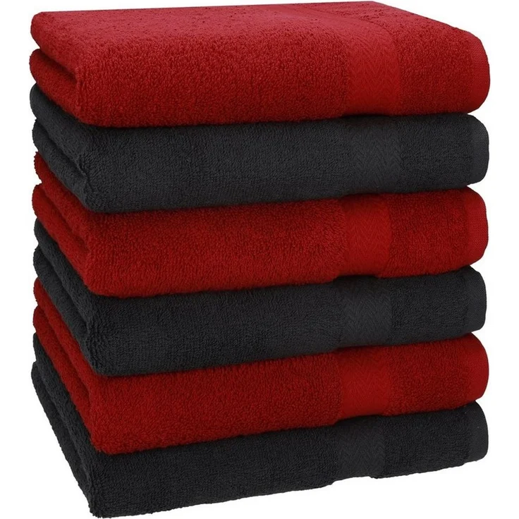 Betz Handtücher 6 Stück Handtuch Set 50 x 100 cm Premium Farbe rubinrot/Graphit Grau, 100% Baumwolle (Set, 6-St) – Bild 1
