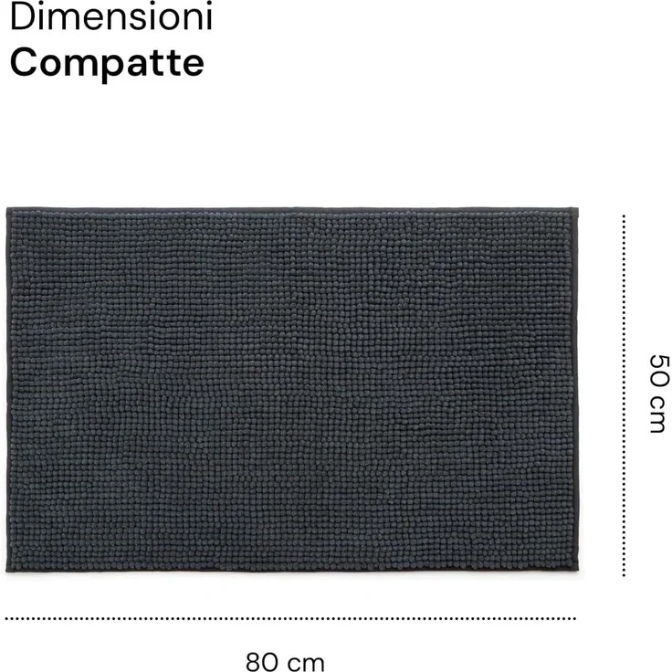 Avilia Rutschfester Badezimmerteppich aus weicher Mikrofaser, grau, 80x50 cm, ideal, um Ihr Badezimmer modern und sicher zu Machen - Der Teppich ist leicht zu reinigen und nimmt schnell Wasser auf – Bild 3
