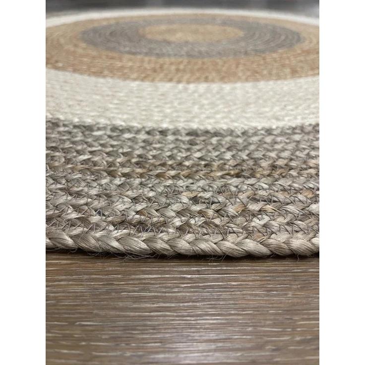 Myflair Möbel & Accessoires Teppich Terra Rings, rund, Höhe: 10 mm, Juteteppich, handgeflochten, Wendeteppich, gestreift, reine Naturfaser – Bild 3