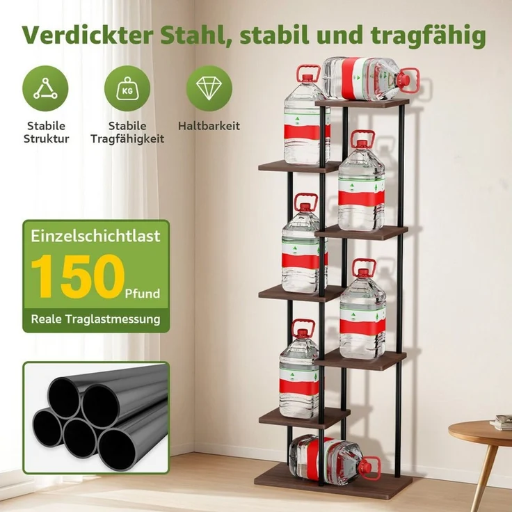 Simloveve Blumenständer pflanzenständer 7 Etagen blumenständer wohnzimmer (7 Etagen Pflanzentreppe, Pflanzenregal Standregal, 1 St, Hölzern und Metall Mehrstöckig Pflanzenständer), für Innen Wohnzimmer Deko Garten Balkon – Bild 4