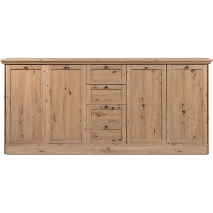 Anrichte >Timber< Landhaus, 4 Türen, 4 Schubladen, 4 Böden, in Artisan Eiche Dekor - 200x90x40cm (BxHxT) – Bild 4