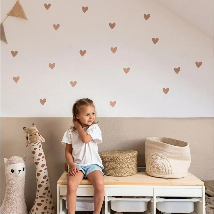 lilimaus Wandsticker Herzen, Sterne & Punkte selbstklebend - Deko fürs Kinderzimmer (36 St), Herzen, Sterne oder Punkte - 36er- & 132er-Set, ablösbar