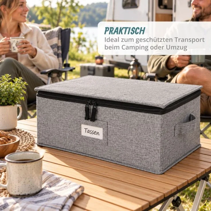 Relaxdays Aufbewahrungsbox für Geschirr 2er Set – Bild 3