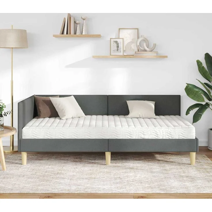 vidaXL Eckbettgestell mit Matratze 2 stk. Dunkelgrau 100 x 200 cm 3393750 – Bild 3