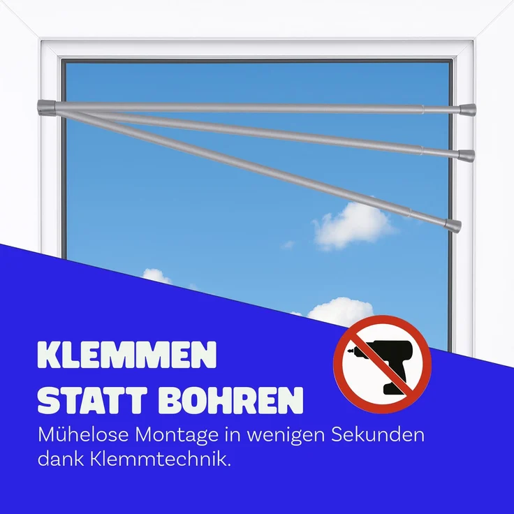 Verstellbare Vorhangstange - Spannstange zum Klemmen Silber Ø10/13 mm 80-125 cm – Bild 3