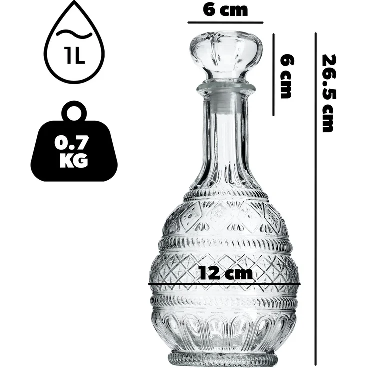 KADAX 2x Whisky-Alkohol-Dekanter Kristall 1L Glasflasche mit Korken – Bild 2