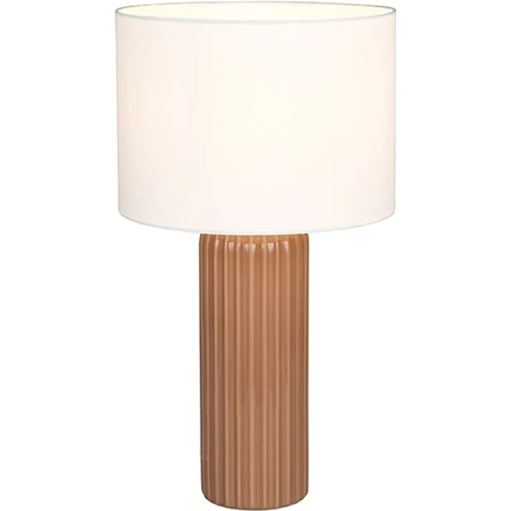 Tischlampe, Keramik Mokka, Textil Beige, H 51 cm – Bild 6