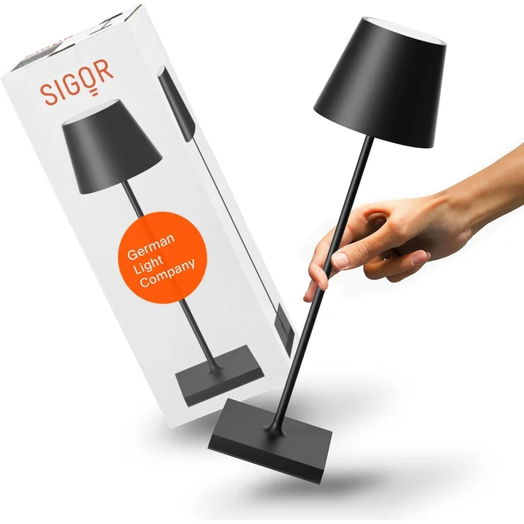 SIGOR LED Tischleuchte Akku-Tischleuchte, Dimmbar, LED fest integriert, Warmweiß – Bild 1