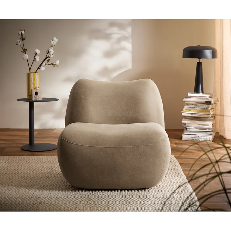 Loungesessel Zena 75x85 cm Mikrofaser Beige Vintage – Bild 2