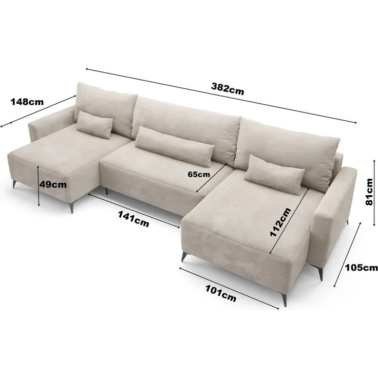 Wohnlandschaft mit Schlaffunktion SILVES Sofa U-Form Stoff Poso Honiggelb – Bild 5