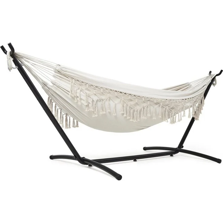 Mondeer Hängematte Gartenhängematte, mit Verstellbarem Gestell für 2 Personen,Sechsleiner Fransen – Bild 5