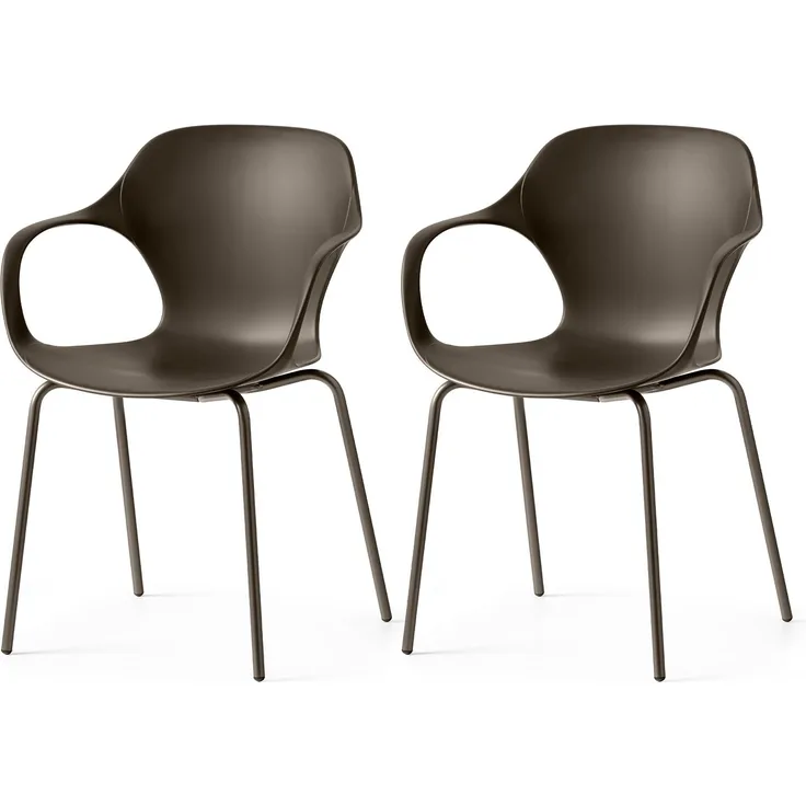 Connubia, 2 Stühle OPS! Metallgestell Lava MATT Sitz aus recyceltem Polypropylen 100% Erde matt