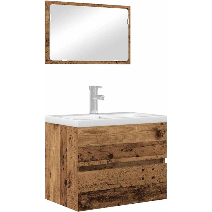 vidaXL Badezimmermöbel-Set 2 pcs Altholz Sperrholz und Metall 875432 – Bild 3