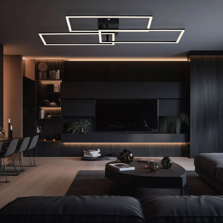 LED Deckenleuchte, schwarz-weiß, Fernbedienung, L 90 cm – Bild 3