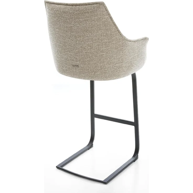 Barstuhl Alja-Flex Webstoff Soft Beige Freischwinger Flach Metall Schwarz Taschenfederkern – Bild 6