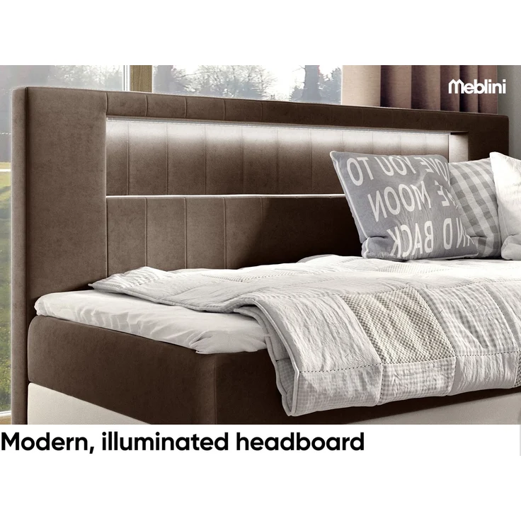 MEBLINI Kinderbett mit Bettkasten GARETH 2 100x200 – H3/Braun Samt Gepolstert Einzelbett mit Matratze - Polsterbett mit Stauraum - Bett mit Kopfteil – Stauraumbett – Bild 3