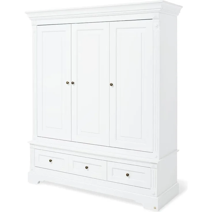 Pinolino 'Emilia' 3-trg. Kleiderschrank, mit Kleiderstange, 2 Schubladen und 5 Ablagefächern, weiß, 208 x 58 x 178 cm