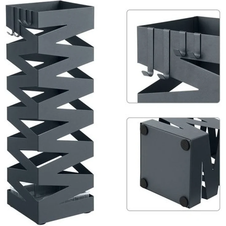 Songmics Regenschirmständer, Metall Anthrazit, 15,5 x 15,5 x 49 cm – Bild 5