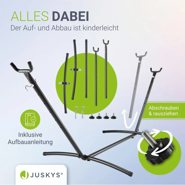 Juskys Hängematte Paya mit Gestell - Outdoor Doppelhängematte für 2 Personen - Ständer bis 200kg belastbar - Indoor doppel Hängeliege - Anthrazit – Bild 7