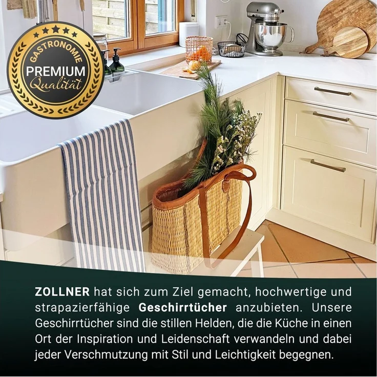ZOLLNER Geschirrtuch, (Spar-Set, 5-tlg), 50 x 70 cm, 100% Baumwolle, vom Hotelwäschespezialisten – Bild 4