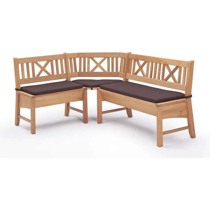 Eckbank Deborah aus Massivholz 135 x 204 x 87 Küchenbank massiv Buche lackiert/Dunkelbraun 12147-135204-braun