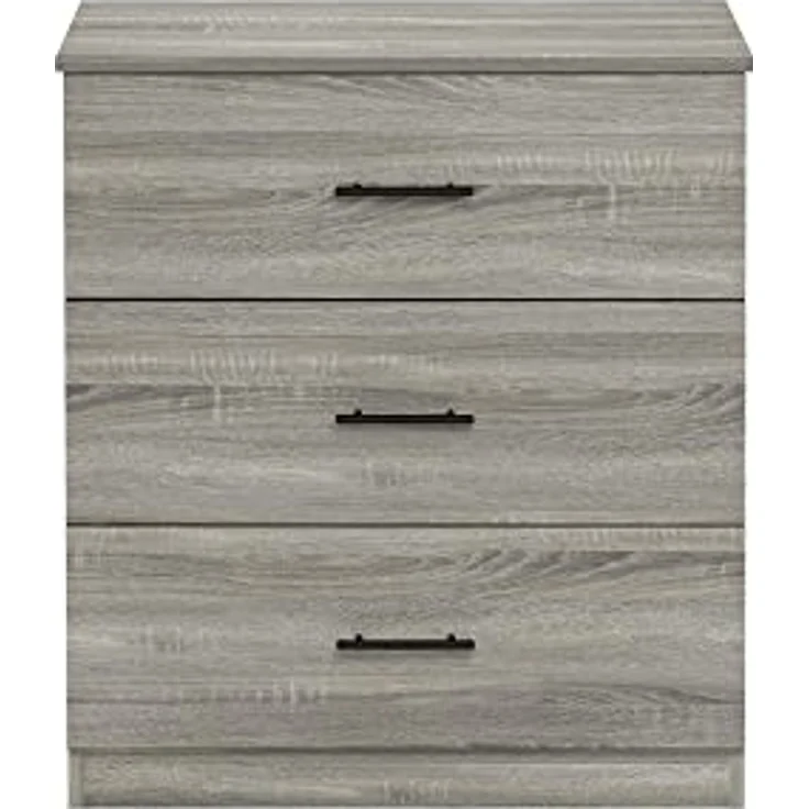 Furinno Tidur Schlichtes Design Kommode mit 3 Schubladen und Griff, Französische Eiche Grau – Bild 4