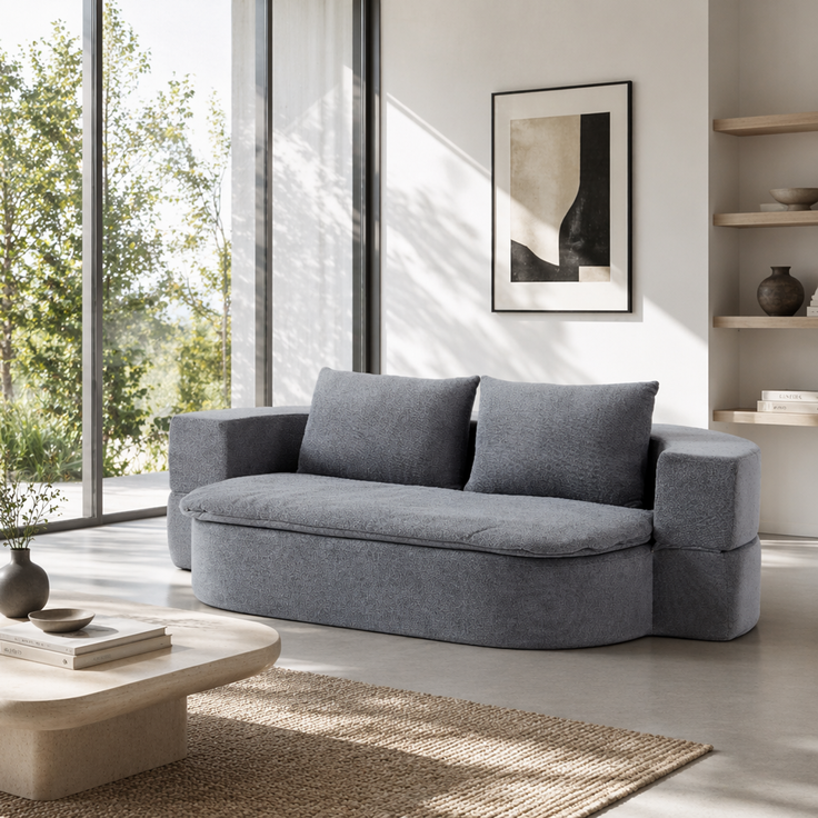 Klappsofa aus Flanellstoff, 3-in-1-Funktion, 200x130x60 cm, Hellgrau