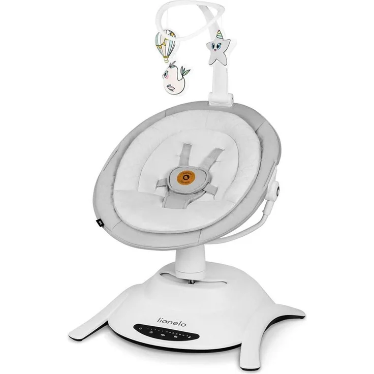LIONELO Bella Elektrische Babywippe 360o für Babys bis 9 kg, verstellbare Rückenlehne, 5 Schaukelgeschwindigkeiten Sicherheitsgurt Erkennung von Bewegungen Anti-Rutsch – Bild 4
