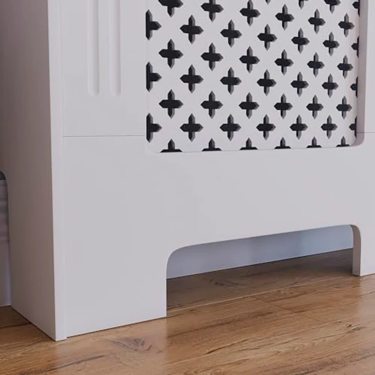 Vida Designs Oxford-Heizkörperabdeckung, moderner weißer MDF-Schrank mit Rillen, oberes Regal aus Holz, mittelgroß – Bild 7