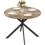 HOMCOM Esstisch (für Esszimmer, Küche, Wohnzimmer, 1-St, rund, 100 x 100 x 75 cm), Rustikal-Braun
