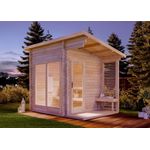 FinnTherm 'Lizzy S' Gartensauna mit 2 Sitzbänken, Holz natur, 265,5 x 228 x 330 cm