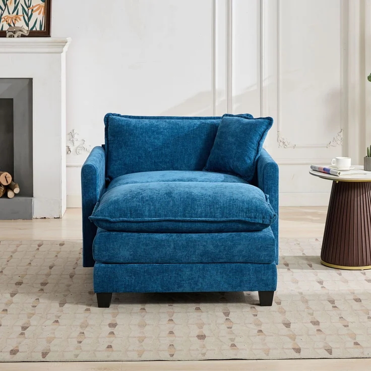 ZUBALIYA Sofa mit LED - Beleuchtung, mit Chenille - Bezug, mit Cordbezug, modular aufgebaut, aus Chenille, für Wohnzimmer und Apartments – Bild 8