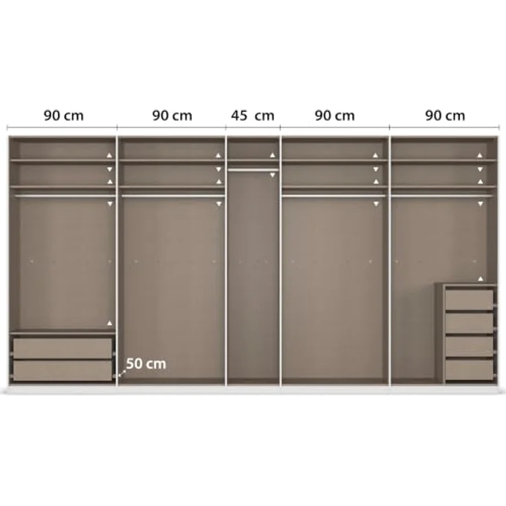 Rauch Möbel MYLORA, Kleiderschrank, Farbe Fango, Breite 405 cm | Schrank mit patentiertem Schnellmontagesystem, 9-türig, Zubehör Comfort, für Schlafzimmer, Ankleidezimmer, Garderobe – Bild 9