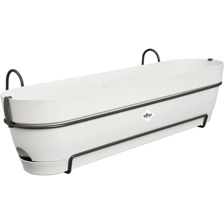 elho Vibia Campana Balkonkasten Allin1 70 mit Wasserreservoir - Übertopf für Balkon - 100% recyceltem Plastik - Ø 70. 4 x H 17. 7 cm - Weiß/Seidenweiß
