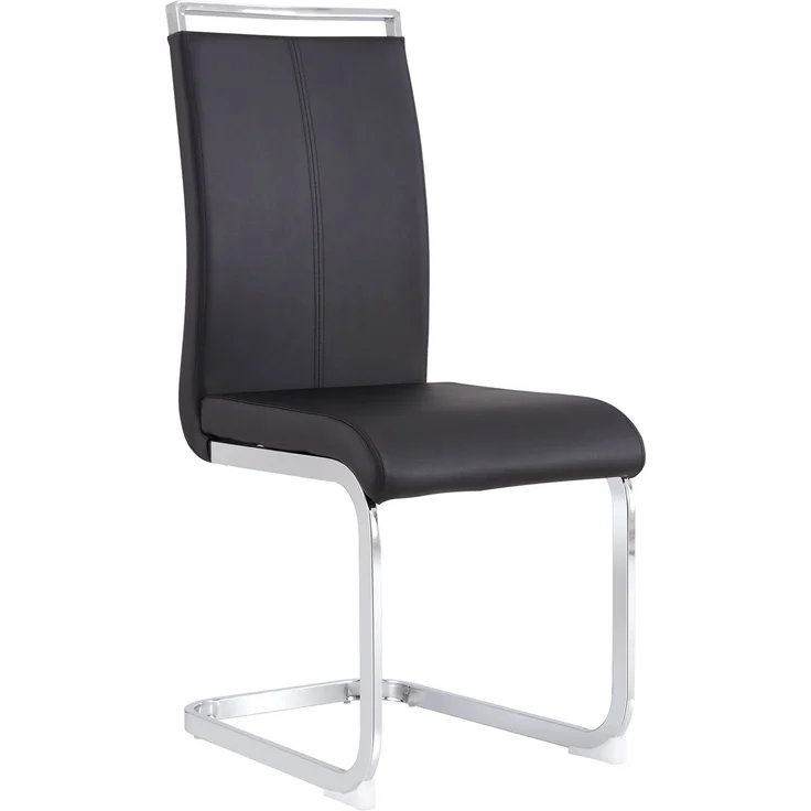 Freischwinger Stühle 4er-Set mit Kunstleder, ergonomischer Sitzkomfort, hohe Rückenlehne, verchromtes Metallgestell,Schwarz – Bild 9