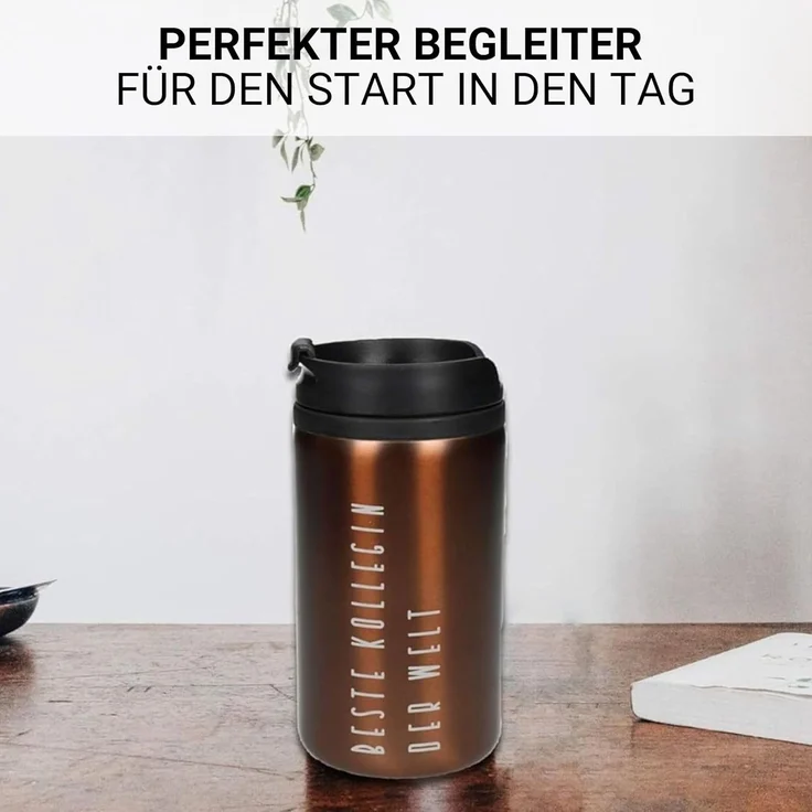 elasto Thermobecher 250 ml Edelstahlbecher doppelwandig isolierter Kaffeebecher, Coffee mug, Travel mug, Becher mit Deckel, Trinkbecher, Becher – Bild 5